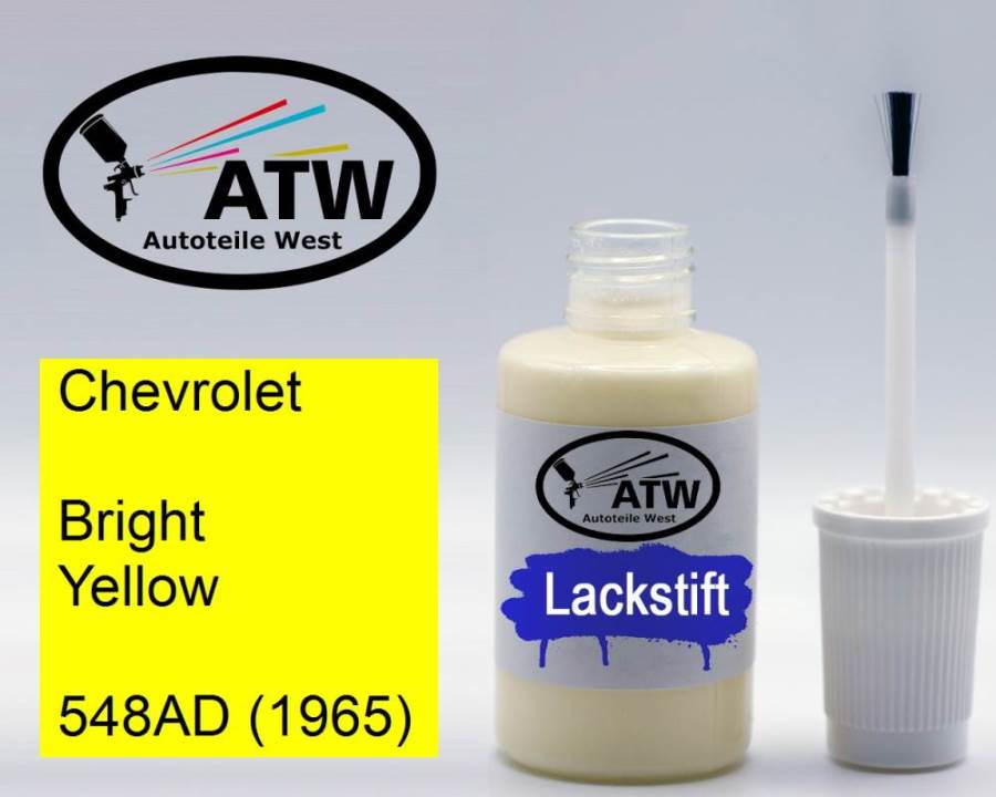 Chevrolet, Bright Yellow, 548AD (1965): 20ml Lackstift, von ATW Autoteile West.